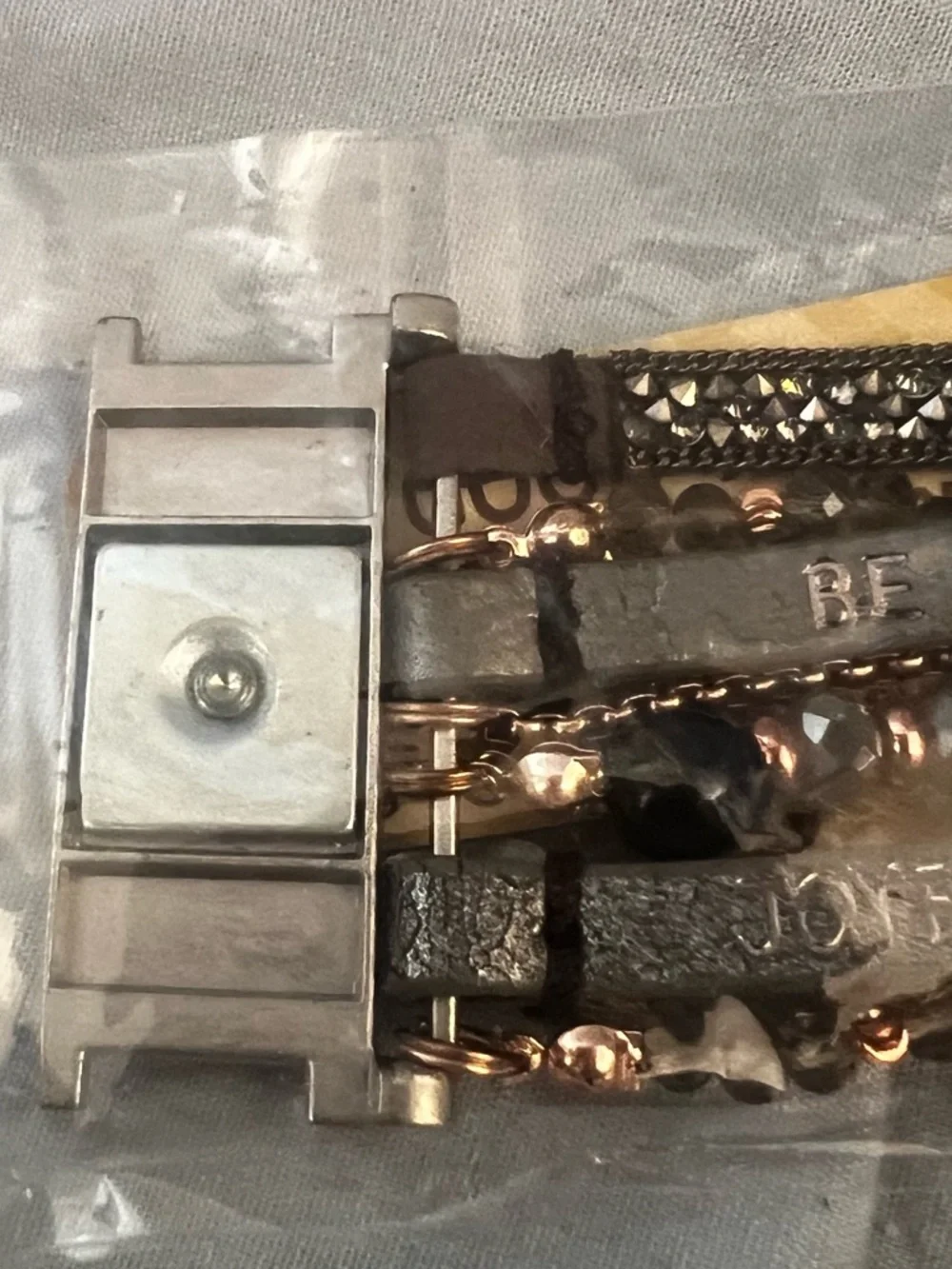 Brand New with tags and mesh gift bag a Multi strand beaded and leather bracelet - Picture 4 of 6